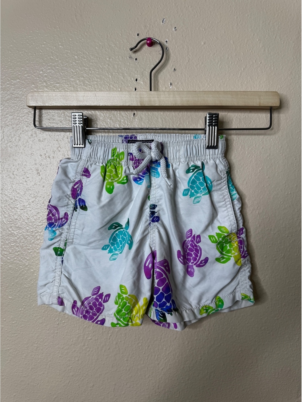 Vilebrequin Boys 4Y 104cm White Multicolor Sea Turtle Print Swim Trunks Shorts